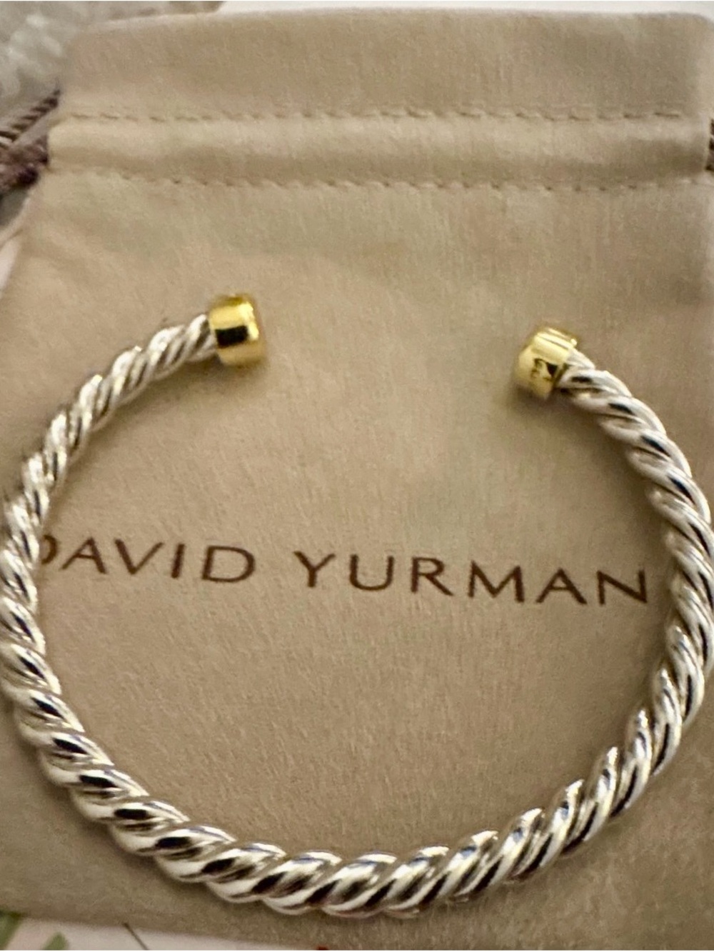 Cable Cuff Bracelet with Gold Accents